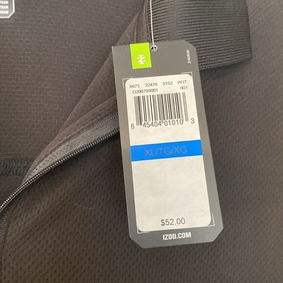 NWT- Izod Black Sleeveless Zip Polo - Picture 4 of 6